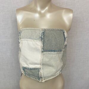 Patchwork Denim Crop Top